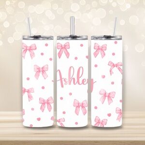 Pink Bow Personalized Tumbler